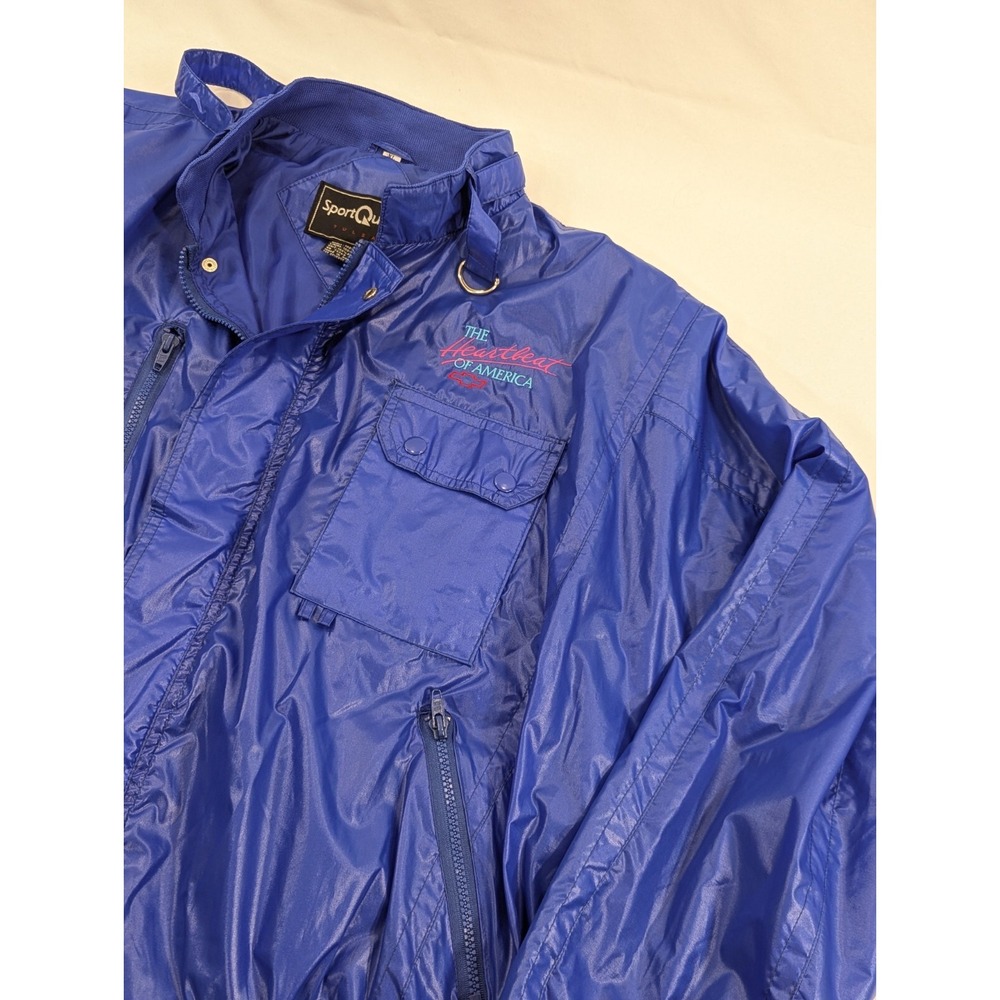 Vtg Sport Quest Shiney Neon 80s Bomber Jacket Chevrolet Heartbeat Of America XL